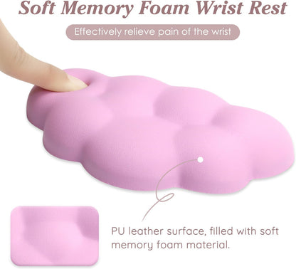 Cloud Wrist Rest Cushion for Mouse Ergonomic Soft PU Leather Memory Foam Wrist Pain Relief Mouse Wrist Support Pad with Anti-Skid Base for Office School Home Laptop & Computer Mouse (Black)
