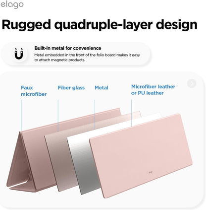 elago Smart Magnetic Desk Mat Folio Board Compatible with All Magnetic Products Clean Organized Desk for Office and Home (Microfiber Leather-Stone)