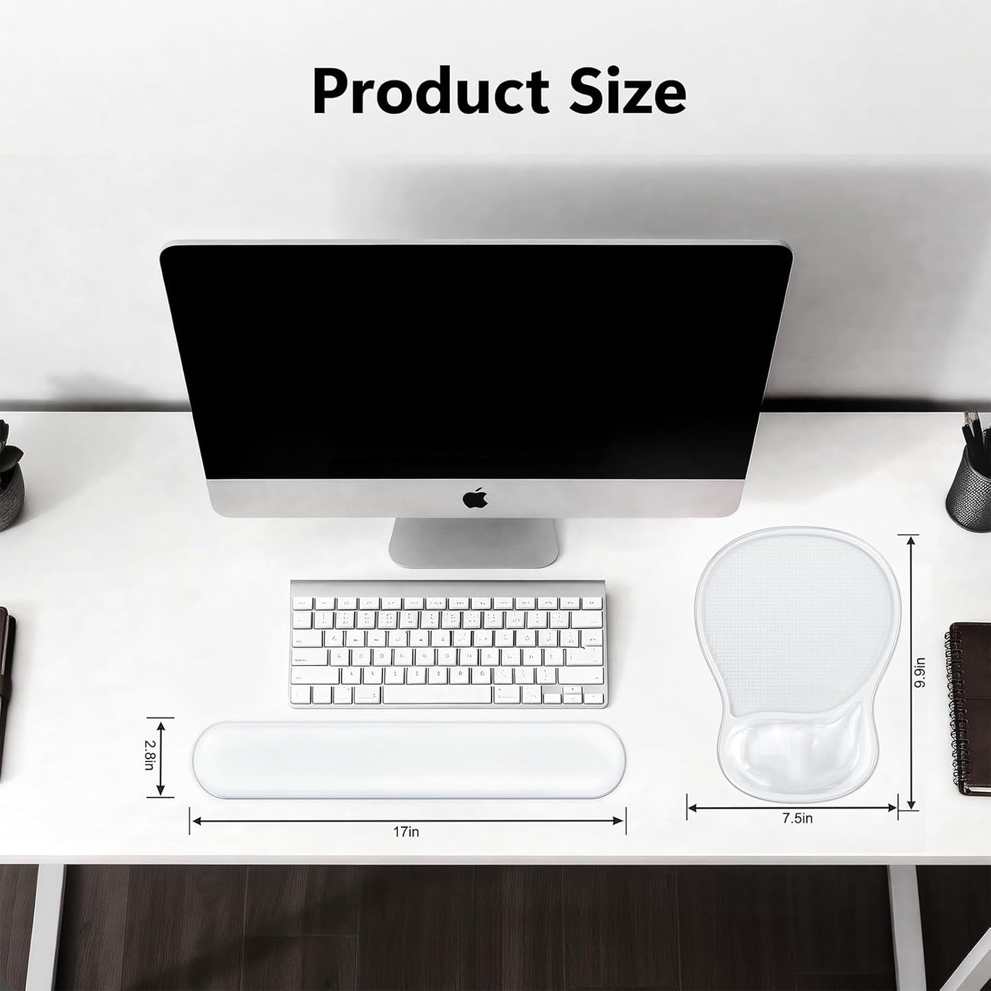 AKIT Ergonomic Mouse Pad and Keyboard Wrist Rest Set, Gel Memory Foam Wrist Rest with Non-Slip Base, 3-in-1 Mousepad Set for Pain Relief, Desk Accessories for Gaming, Home, Office(Black)