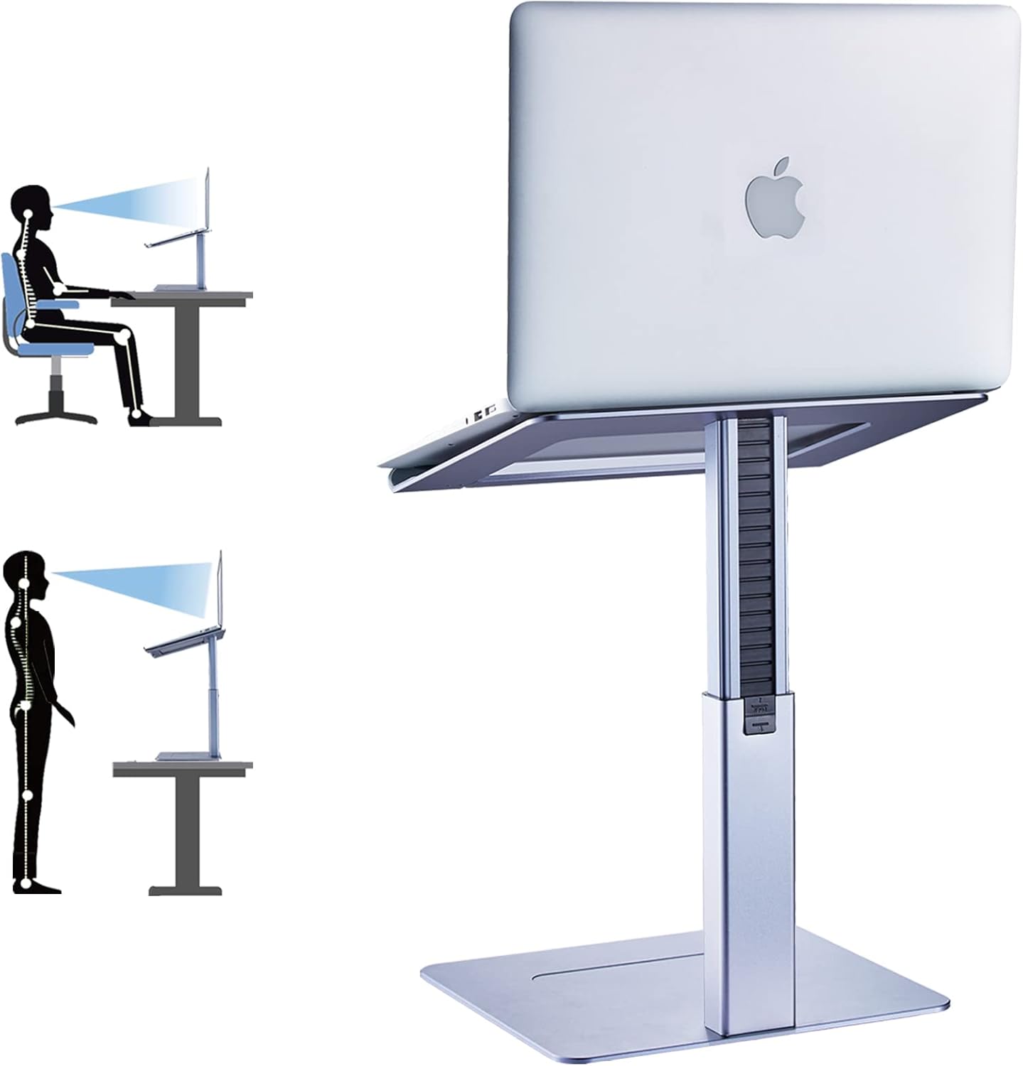 Laptop Stand for Desk, Ergonomic Aluminum Laptop Stand Adjustable Height from 7-15", Sitting and Standing Laptop Riser for 10-17" Notebook