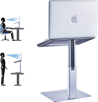 Laptop Stand for Desk, Ergonomic Aluminum Laptop Stand Adjustable Height from 7-15", Sitting and Standing Laptop Riser for 10-17" Notebook
