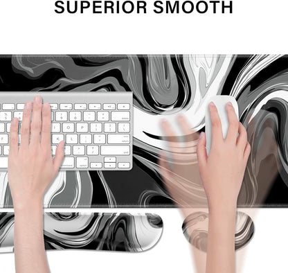 Desk Pad and Keyboard Wrist Rest, Large Mouse Pad + Keyboard Pad+Mouse Wrist Support, Non-Slip Desk Mat Protector for Office, Home 31.5×11.8 Inches Anime Dragon
