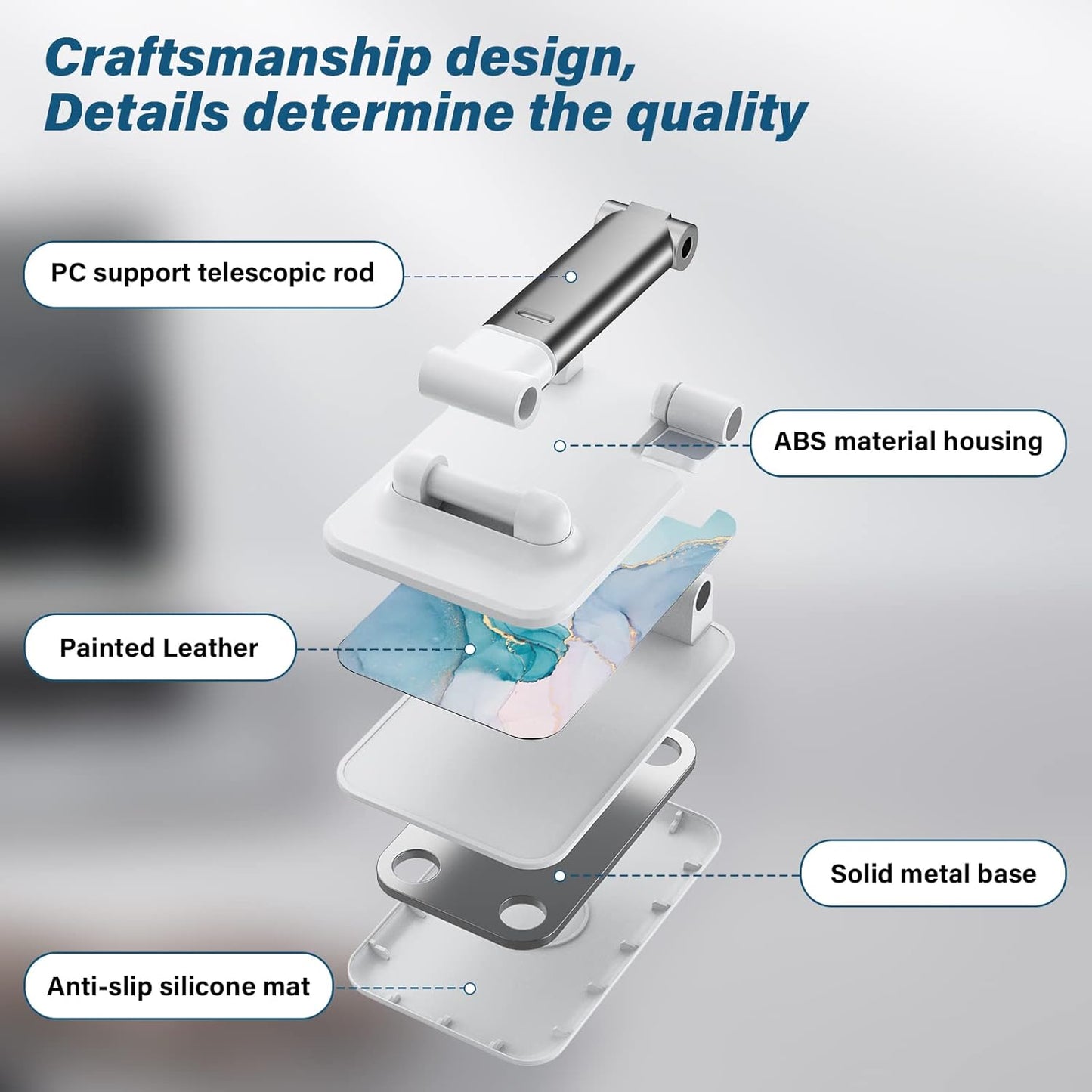 Desk Cell Phone Stand - Adjustable Angle-iPad Holder, Universal Compatible Phone Holder for Desk