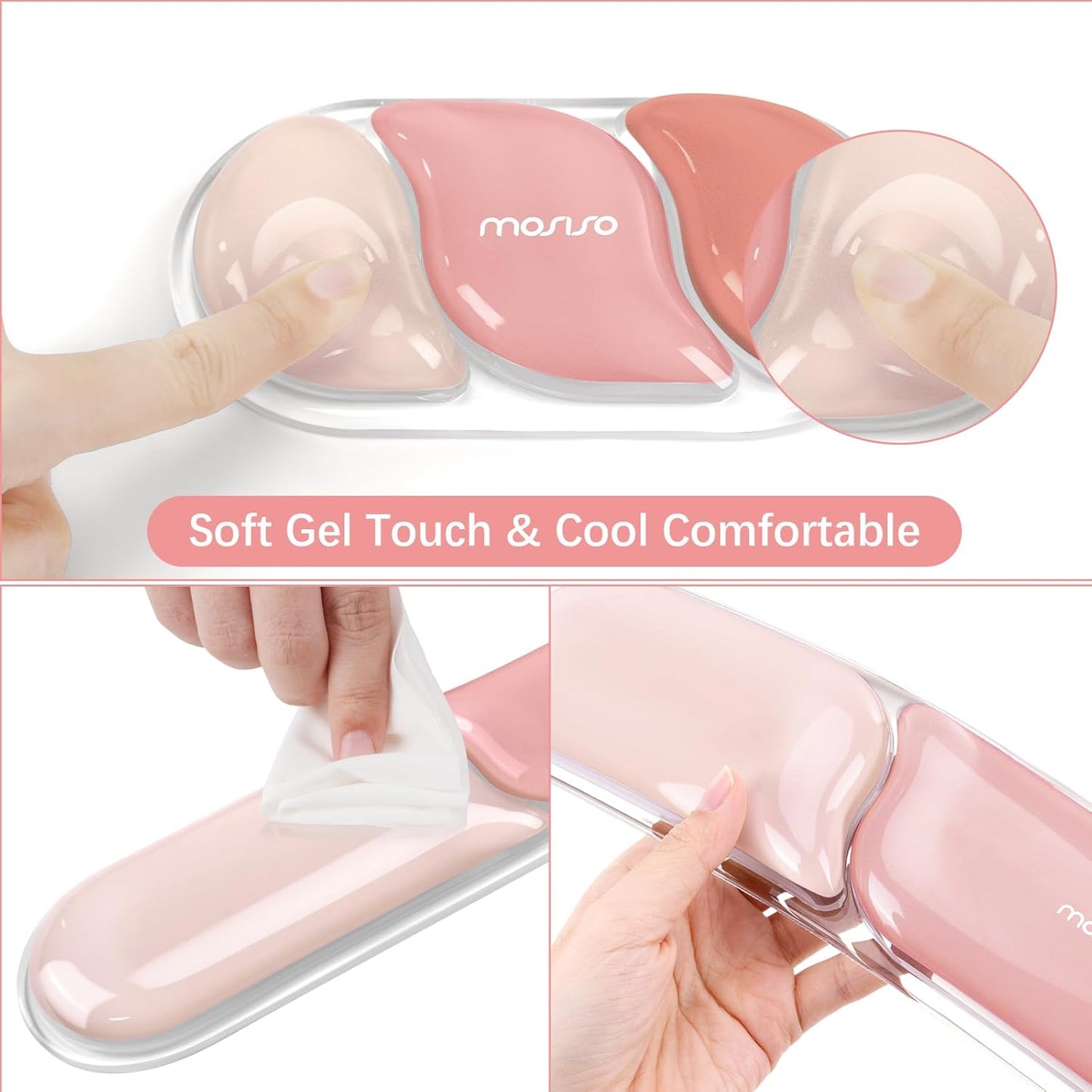 MOSISO Gel Keyboard Wrist Rest&Wrist Support for Mouse, Streamlined Ergonomic Soft Cooling Gel Mousepad Pain Relief Easy Typing Pad Non-Slip Computer Laptop Home/Office, Green