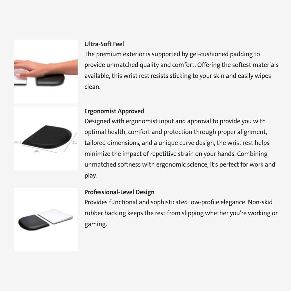 Kensington ErgoSoft Wrist Rest for Slim, Compact Keyboards, Black (K52801WW), 3.9 x 0.4 x 11.1 inches