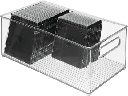 mDesign Plastic Office Supply Organizer - Storage Holder Bin with Handles for Desk Drawer, Cabinet - Pencil, Pen, Envelope and Supplies Container Basket - Ligne Collection - 2 Pack - Clear
