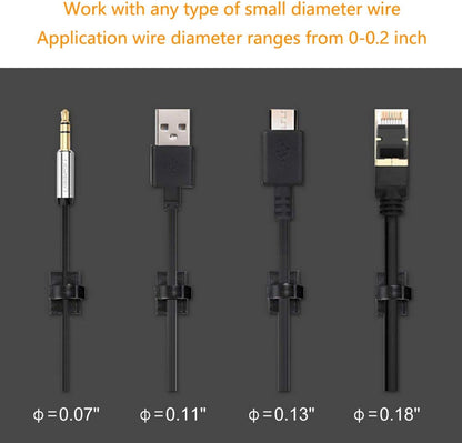 Cable Clips Adhesive Cord Organizer, Management 3M Cable Ties Wire Clips Organizer Cable Clamp Holders for Desk Car Tables PC Laptop TV Home Office Walls (0.75"x0.6", 30pcs, Black)