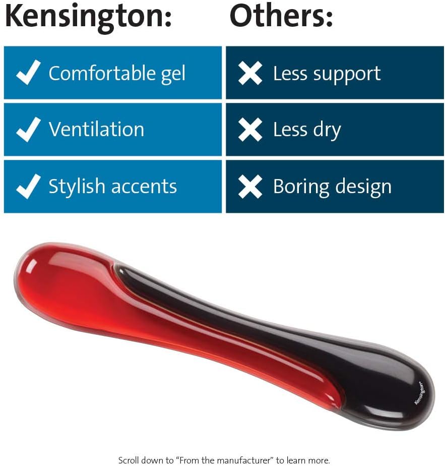 Kensington Duo Gel Mouse & Keyboard Wrist Rest Bundle Set, Ergonomic Keyboard and Mouse Pad With Wrist Support, Keyboard Wrist Rest, Computer Keyboard Pad, Cooling Gel, Non-Skid Backing, Blue K52920WW