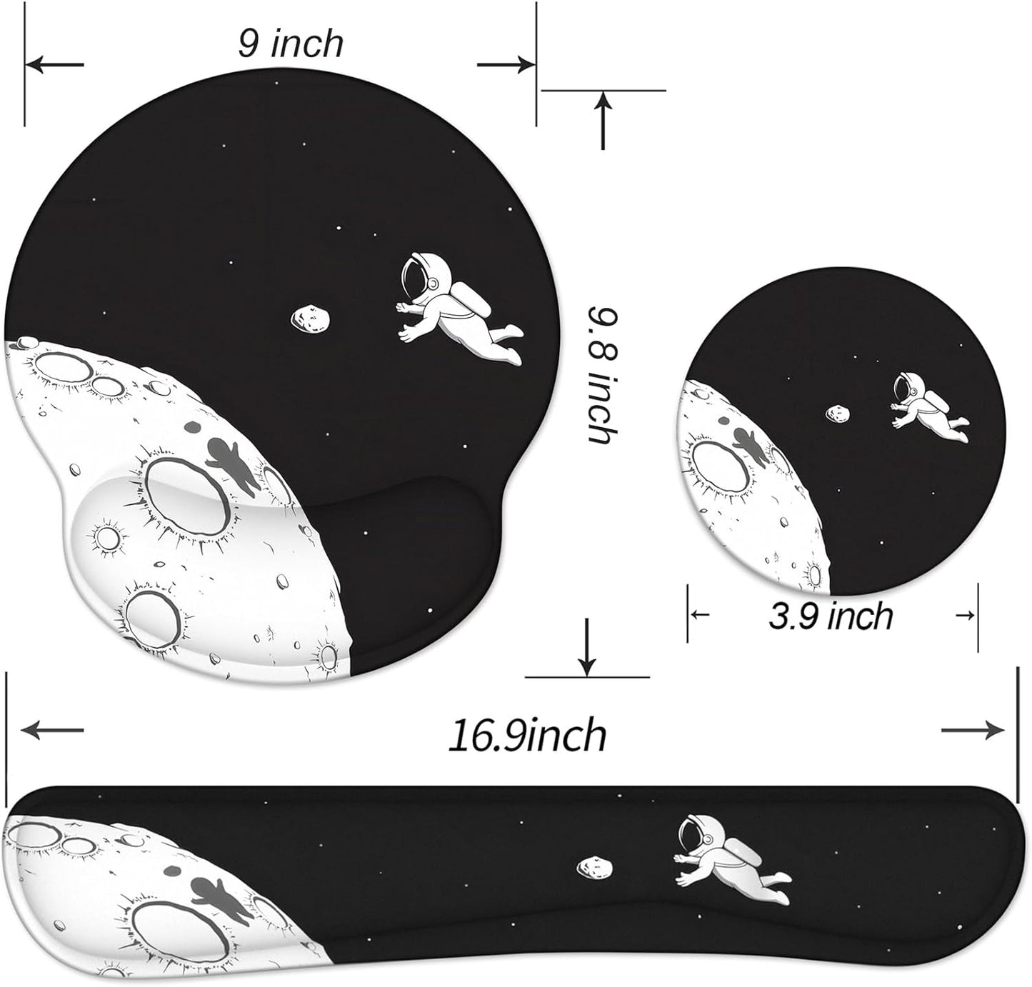Ergonomic Mouse Pad with Wrist Rest and Keyboard Wrist Rest, Memory Foam Wrist Rest for Computer Keyboard, Easy Typing, Pain Relief, Mouse Pad Wrist Support for Gaming,Office, Laptop, Black Flower