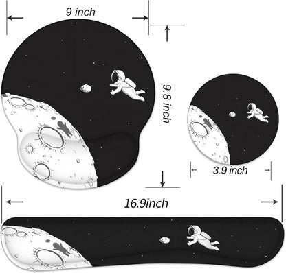 Ergonomic Mouse Pad with Wrist Rest and Keyboard Wrist Rest, Memory Foam Wrist Rest for Computer Keyboard, Easy Typing, Pain Relief, Mouse Pad Wrist Support for Gaming,Office, Laptop, Black Flower