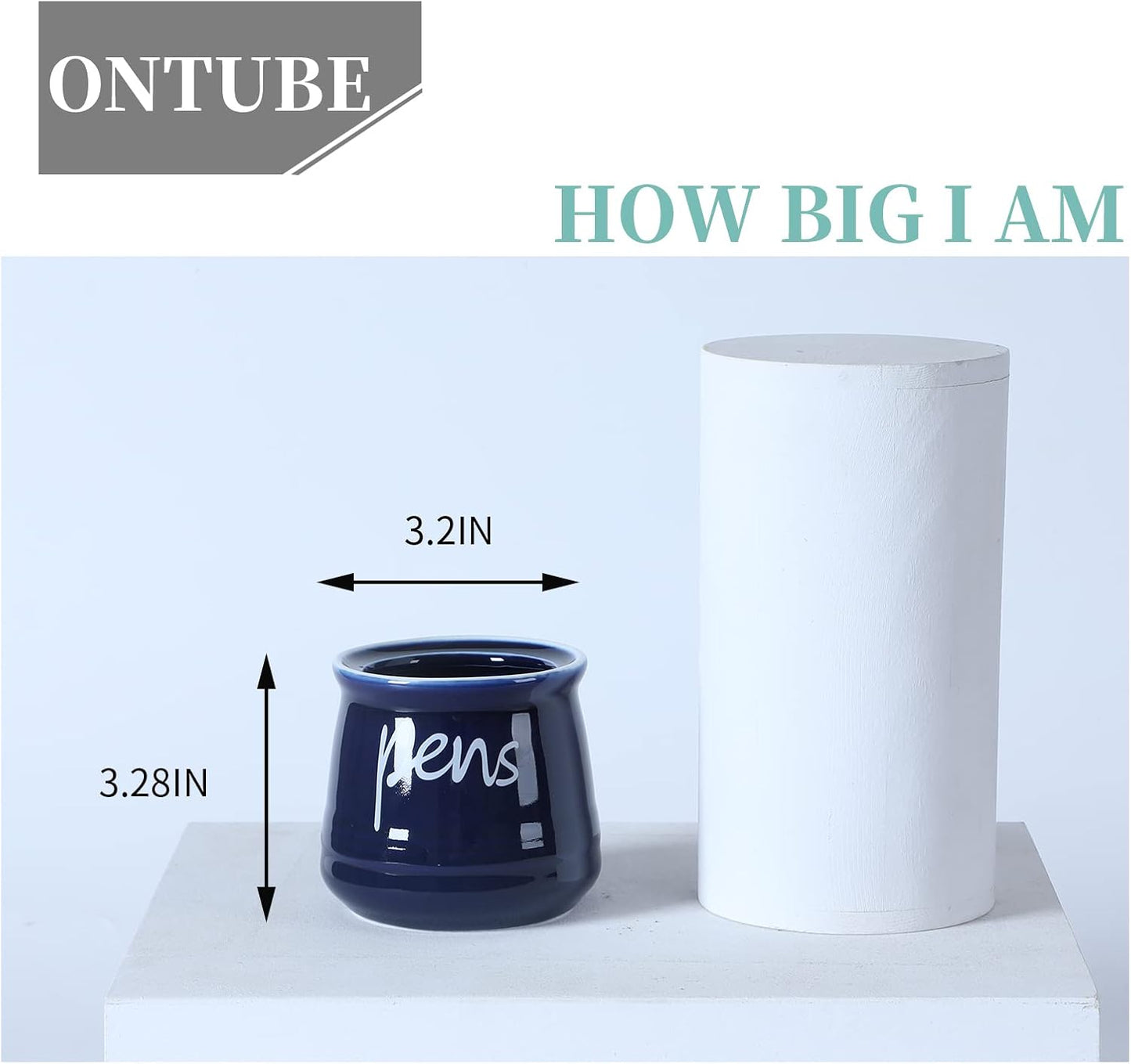 ONTUBE Porcelain Pens Holder Stand,Ceramic Pencils Holder (Turquoise)
