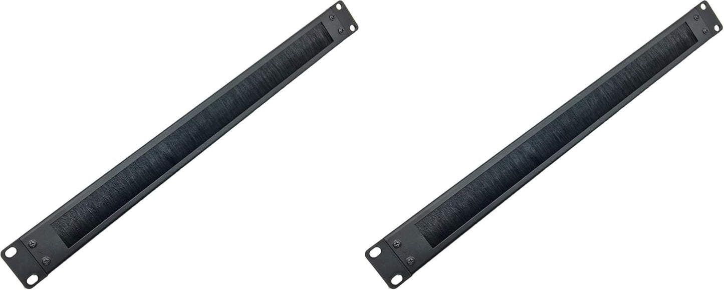 Jingchengmei 1U Disassembled Rack Mount Cable Management Panel with Brush for Cable Entry for 19-Inch Rack or Cabinet Black (BF01UAB2)