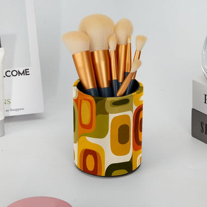 Leather Pen Holder for Desk, Love Cherry Pencil Organizer Pencil Cup Desk Decor Makeup Brush Holder Multifunctional Office Supplies for Home,Office, School