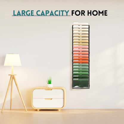 SUPEASY 5 Tier Wall File Organizer, Hanging Wall Mounted Mail Organizer with Label Slots, Metal Mesh File Holder Magazine Rack for Office, Home, School or Classroom, Black