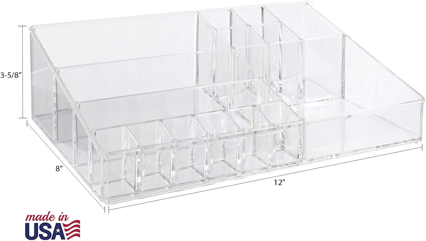 STORi Audrey Stackable Clear Bin Plastic Organizer Drawer | Organize Eyeshadow Palettes, Cosmetics, and Beauty Supplies on a Vanity | Made in USA