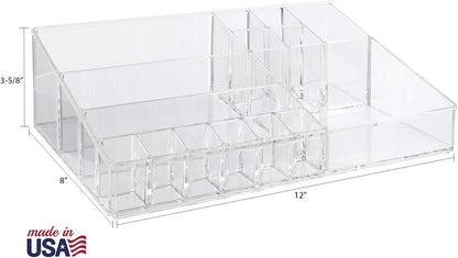 STORi Audrey Stackable Clear Bin Plastic Organizer Drawer | Organize Eyeshadow Palettes, Cosmetics, and Beauty Supplies on a Vanity | Made in USA