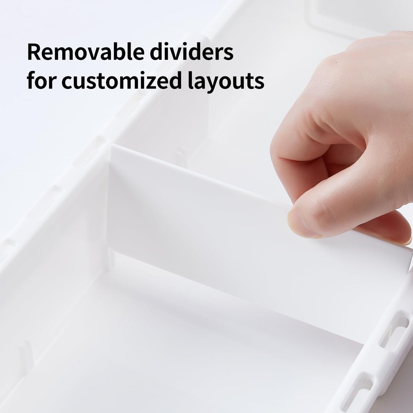 Plastic Drawers Organizer for Office Bathroom Bedroom Kitchen Desk - 1 Layers More White Storage Tray - Expandable 11.4-18.1 Inches (SHALLOW 1")