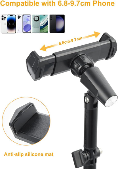 UTEBIT Cell Phone Stand, 6-15" Height Adjustable Rotating Cell Phone Holder for Desk, Retractable Cell Phone Stand,Tablet Stand Holder for 4.7"-15.6" Screen iPhone Samsung, iPad, Kindle, eBook Reader