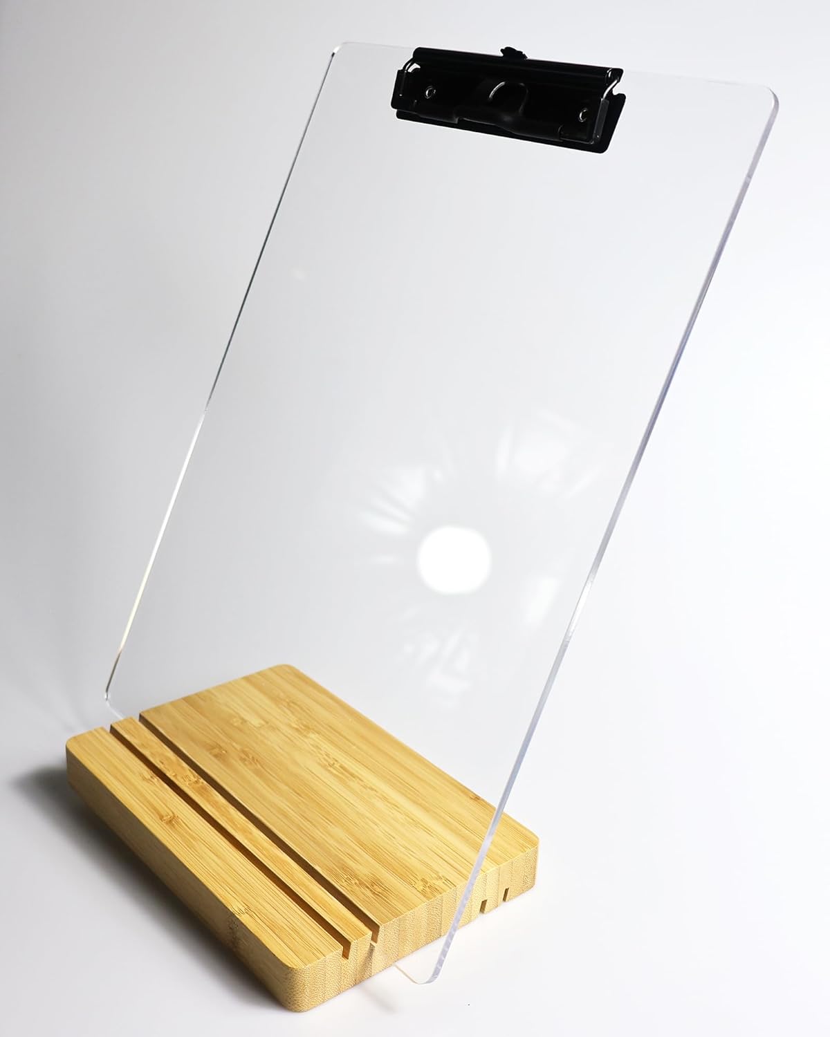 A5 Half Letter Clipboard with Stand,Clear Acrylic Freestanding Memo Size Clipboards,Document Typing Paper Stand,Menu Display Board,Receipt Holder (6"×9")