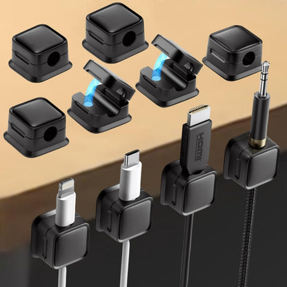 10 Pack Magnetic Cable Clips,Adjustable and Convenient Cable Management,Wire Holder Organizer,Conceal or Arrange Phone USB Charger Cables for Home,Office,Car,Desk,or Nightstand. (White)
