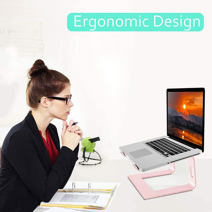 Orionstar Ergonomic Laptop Stand, Premium 5mm Aluminum Riser for 10-15.6 Inch Notebook Computer, Tool-Free Detachable Elevator Holder for Desk Office, Sturdy Riser for Eye-Level Neck Relief (Gold)