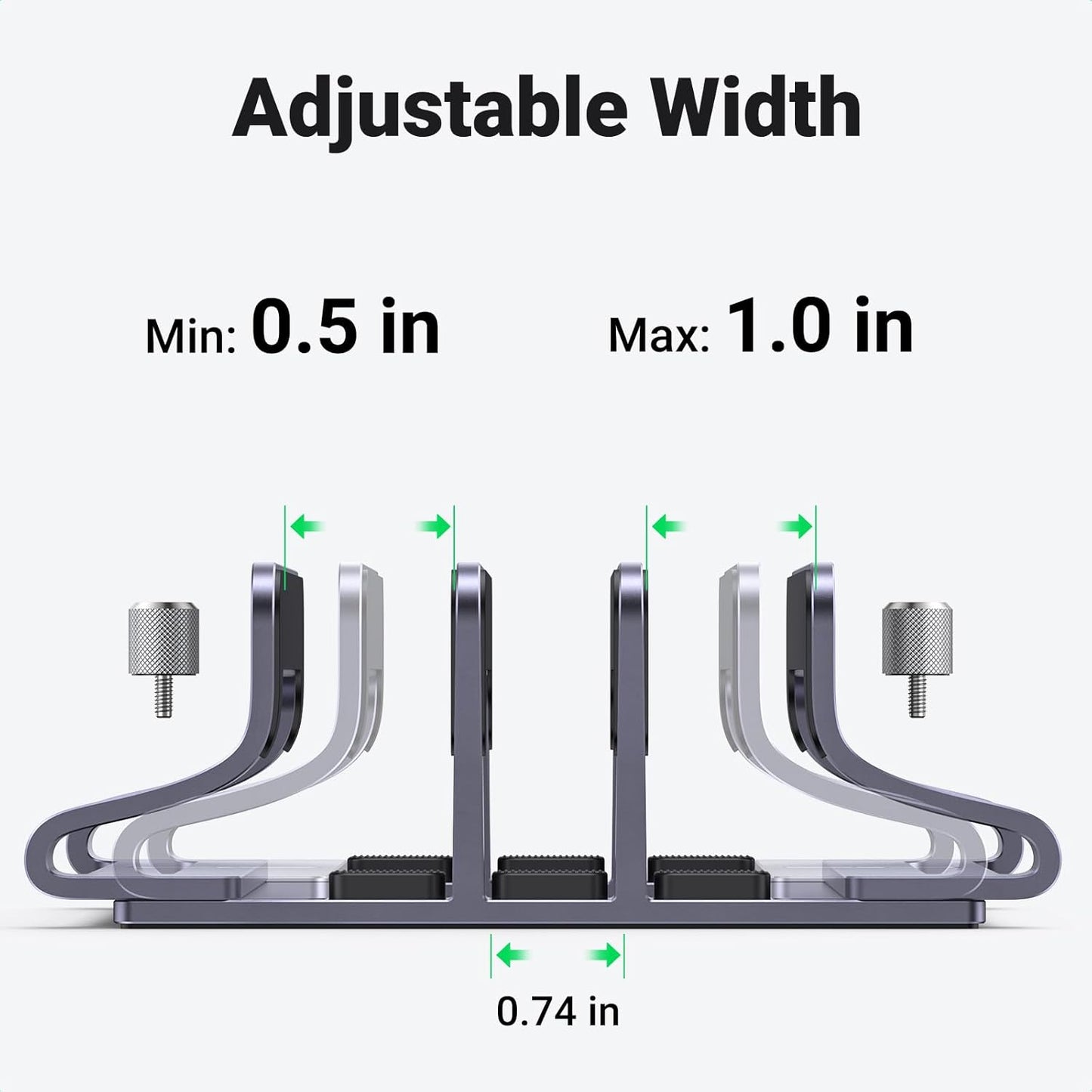 UGREEN 3-Slot Vertical Laptop Stand Holder Desk Compatible with MacBook Pro Air Laptop Stand Desktop Adjustable, Lenovo Ideapad, Surface Book, HP Notebook, Dell Chromebook Up to 17.3 Inch, Space Gray
