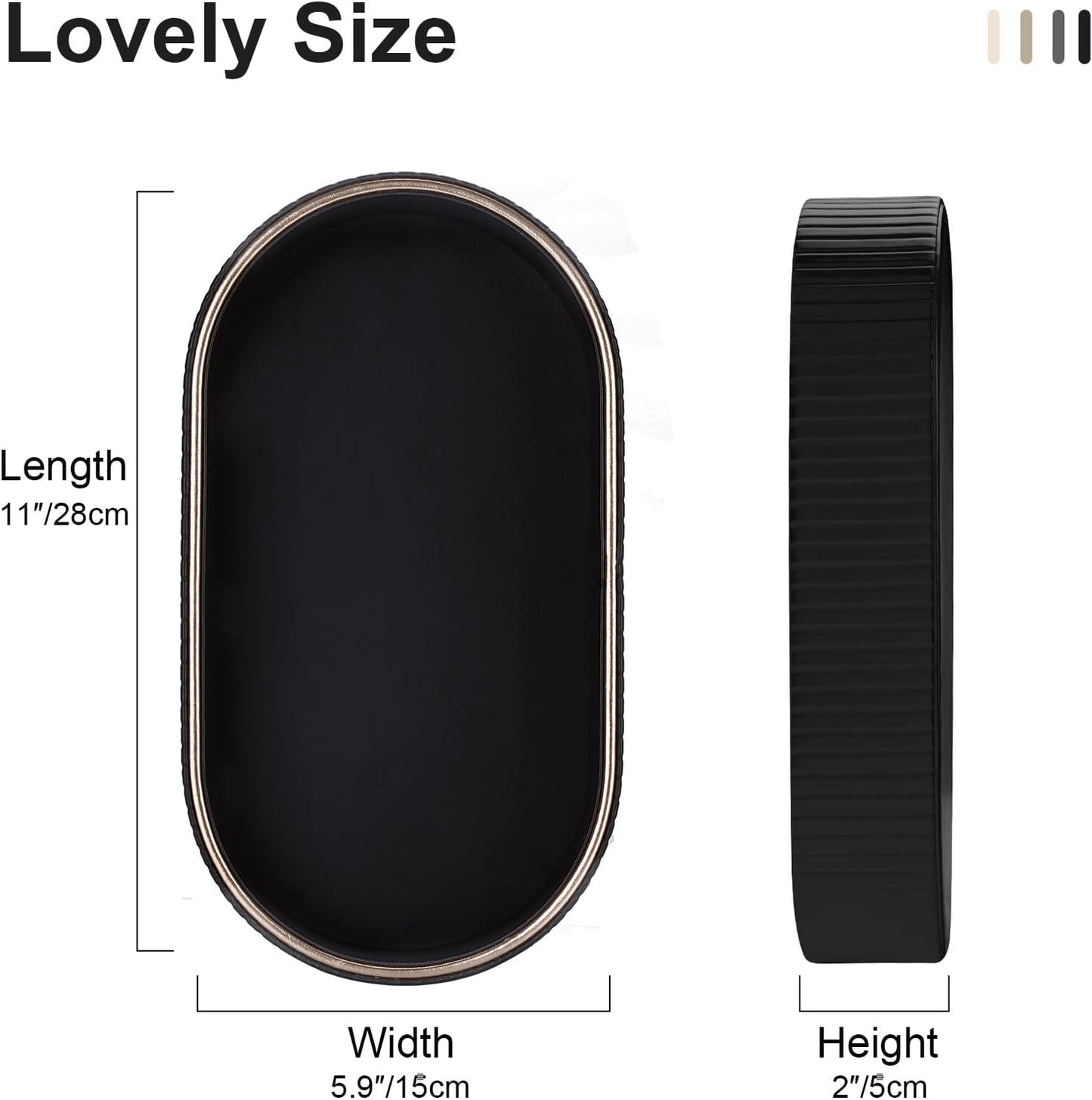 GORESE PU Leather Perfume Tray Nightstand Organizer, Small Oval Desk Tray Jewelry Trinket Trays Valet Organizer Key Bowl for Entryway Dresser Bathroom, Catchall Trays for Men Women, 11×5.9 in, Beige