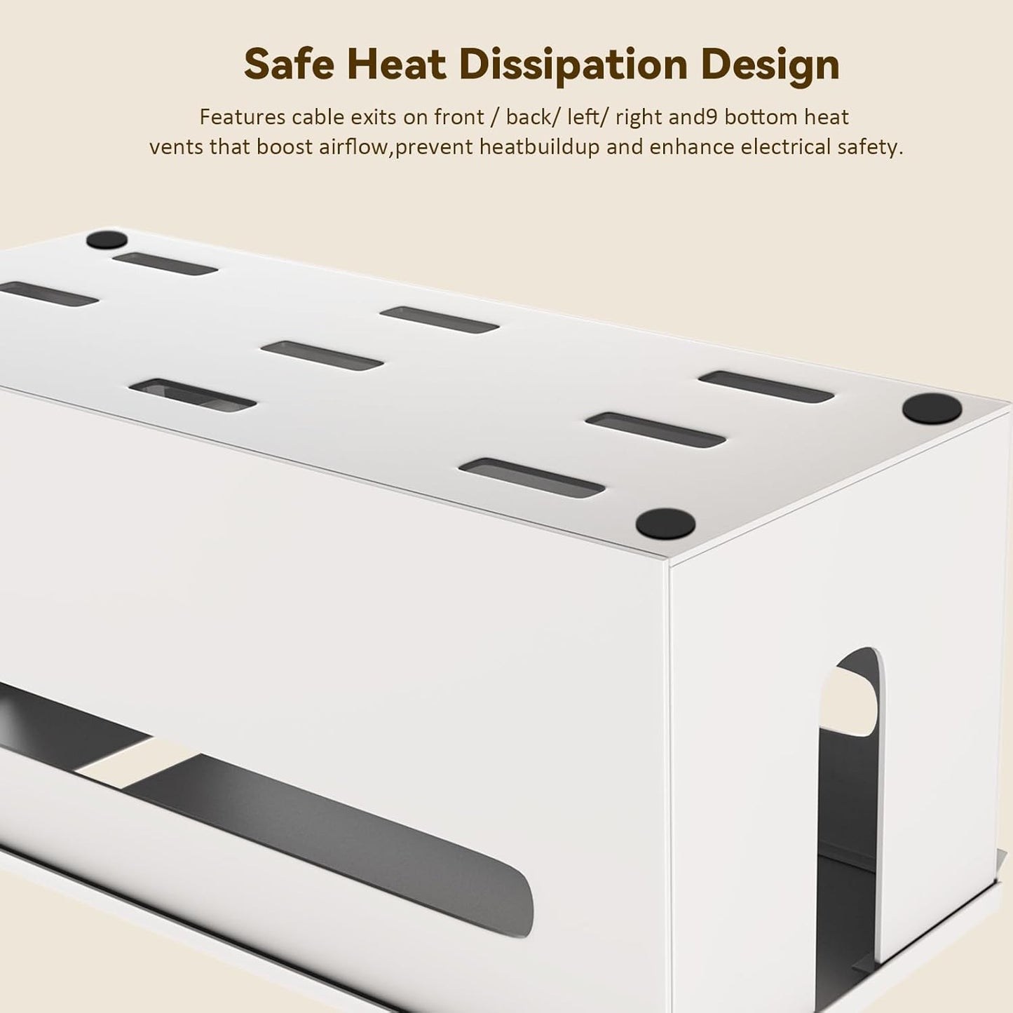 Metal Cable Management Box - Large Cable Organizer Box and Power Strip Box for Electrical Cord Hiding, Home Office Desk and Floor Cables Hider, TV Wires Storage Organization