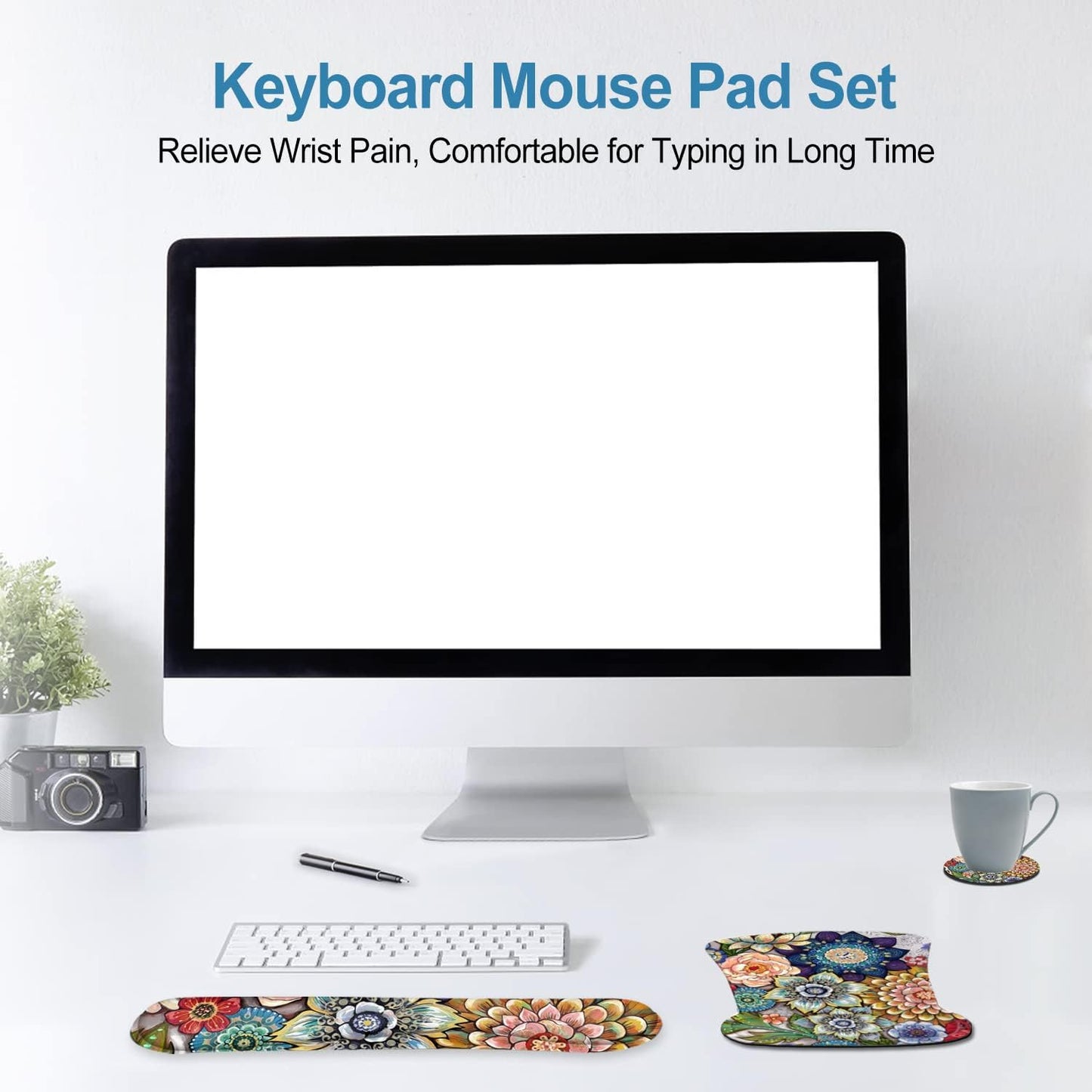 Keyboard Wrist Rest Pad Ergonomic Mouse Pad Set, ToLuLu Gel Mouse Pad Wrist Support for Computer Laptop, Mousepad Keyboard Wrist Support with Memory Foam for Easy Typing Pain Relief, Van Gogh Painting