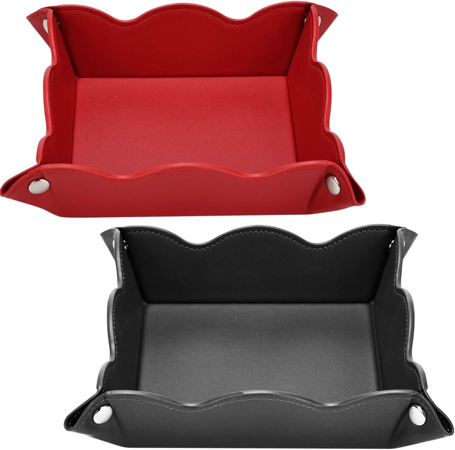 Valet Tray for Men Women 2 Pack - PU Leather Travel Catchall Tray Organizer - Desk Bedside Nightstand Storage Box for Jewelry Key Phone Remote Controller Wallet Watch Glasses Readers -White
