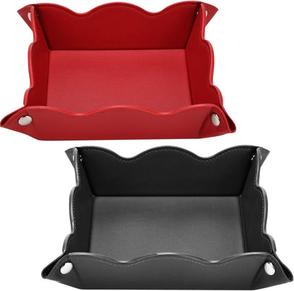 Valet Tray for Men Women 2 Pack - PU Leather Travel Catchall Tray Organizer - Desk Bedside Nightstand Storage Box for Jewelry Key Phone Remote Controller Wallet Watch Glasses Readers -White