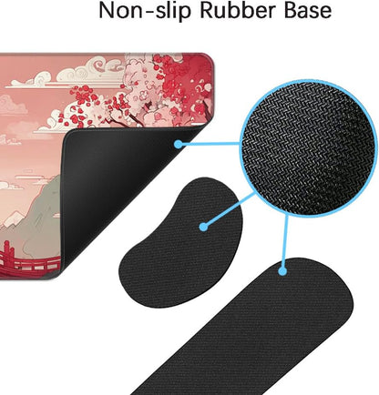 MIBITRI Keyboard Mouse Pad Set, Extended Gaming Mouse Pad+Ergonomics Keyboard Wrist Rest Support, Memory Foam, Easy Typing Pain Relief, 4Pcs XXL Ultra Thick Desk Mat, Enchanted Bookshelf