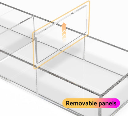 HIIMIEI Acrylic Drawer Organizer, 6 Section Clear Makeup Tray Organizer for Drawer Office Bedroom(11.8x11.8 inch)