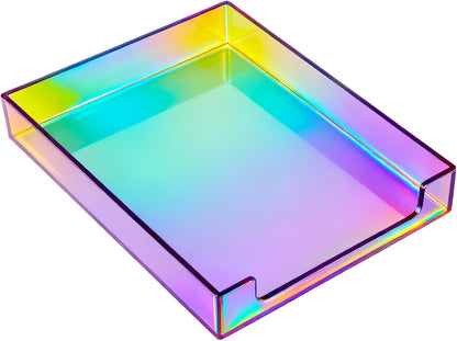 Paper Tray Acrylic File Organizer for Desk Letter Tray Desk Organizer Document Holder Sorter Storage for A4 Office Supplies Magazines, 13.8x10.6x2.4 Inches, Neon Pink