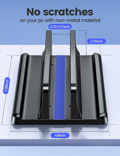 Vaydeer Vertical Laptop Stand Holder Organizer Plastic Adjustable Desktop Notebook Dock Space-Saving 3 in 1 for All MacBook Pro Air,Mac,HP,Dell,Microsoft Surface,Lenovo,up to 17.3 inches (Black)