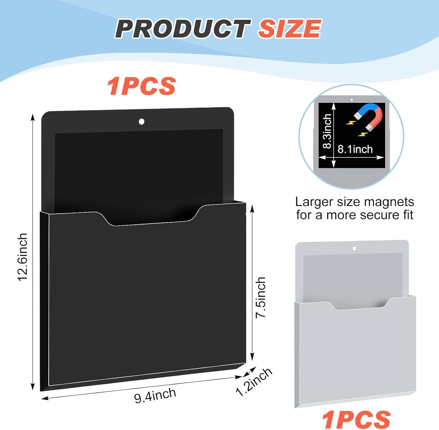 Feifeiya 2 Pcs Magnetic File Folder Wall Hanging Holder Large Pocket Paper Magazine Mail Organizer for Refrigerator Classroom Locker Whiteboard(Vertical,Purple Color,12.2 x 9.4 Inches)