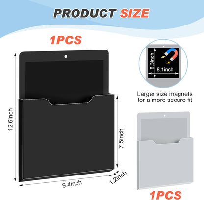 Feifeiya 2 Pcs Magnetic File Folder Wall Hanging Holder Large Pocket Paper Magazine Mail Organizer for Refrigerator Classroom Locker Whiteboard(Vertical,Purple Color,12.2 x 9.4 Inches)