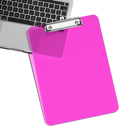 Rimilak 8.5 x 11 Plastic Clipboards Set of 2, Low Profile Metal Clip, Translucent Board, 12.5 x 9 in Letter Size, Office Supply, Back to School, Purple