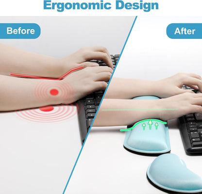 Gimars Upgrade Enlarge Silky and Superfine Fabric Gel Memory Foam Keyboard Wrist Rest Set, Ergonomic Keyboard Mouse Wrist Support for Typing Pain Relief, Comfort for Office, Gaming, Computer