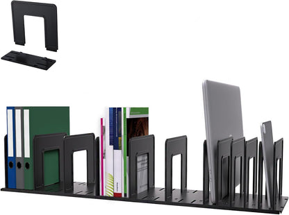 Adjustable Vertical File Sorter Sturdy Plastic Expandable Upright File Holder, Desktop Binder Organizer, School Office File Organizer Bookshelf Divider, Assemble Easily Endlessly, Black