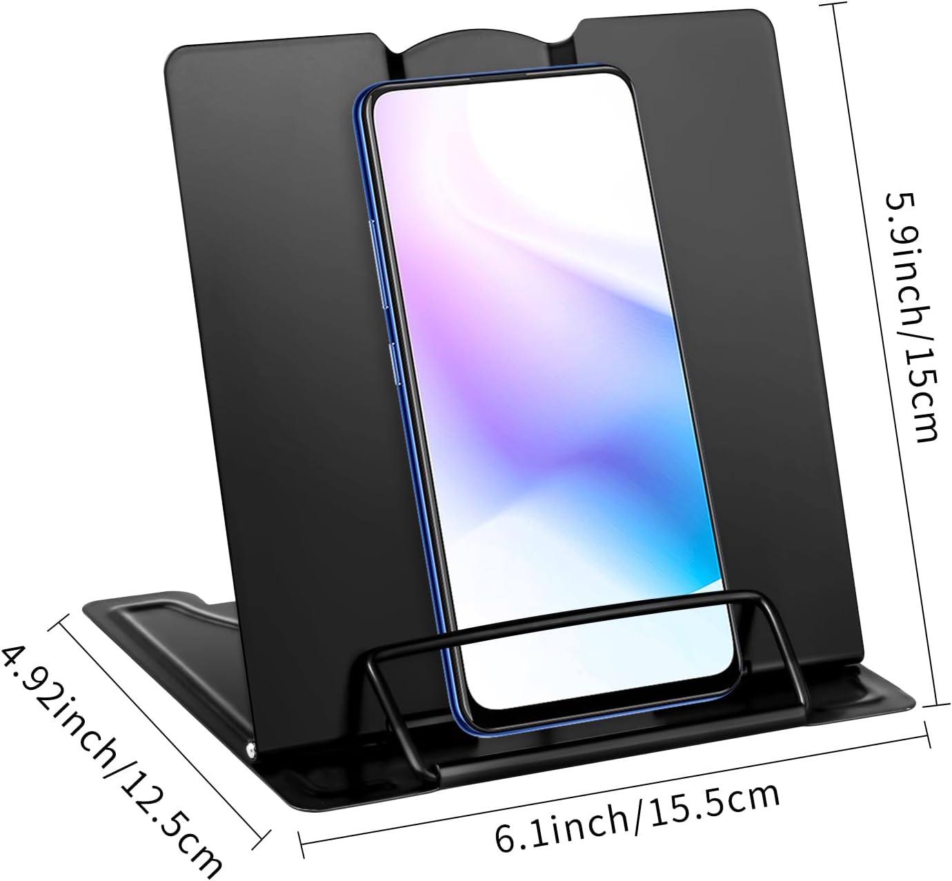 Honagu Small Book Stand Book Holder Metal Desk Stand for Reading Hands Free, Adjustable Cookbook Documents Holder, Portable for Music Books, Textbook, Recipe, Tablet, Ipad, Great Gifts (White)