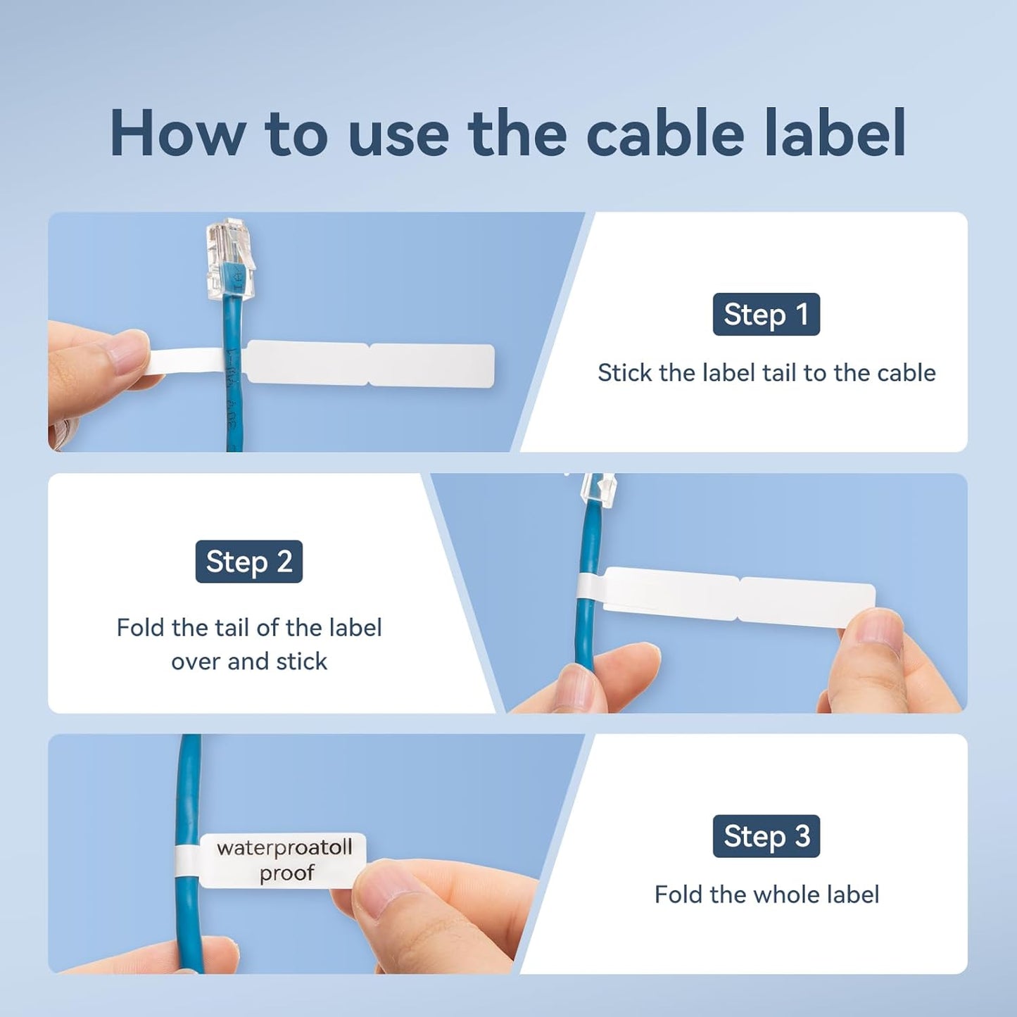 NIIMBOT Thermal Transfer Cable Labels 0.49" x 4.29", Only for N1(B18) Label Maker, PET Material, Waterproof and High-Temperature Resistance, Long Storage Time, 1 Roll of 60, Yellow