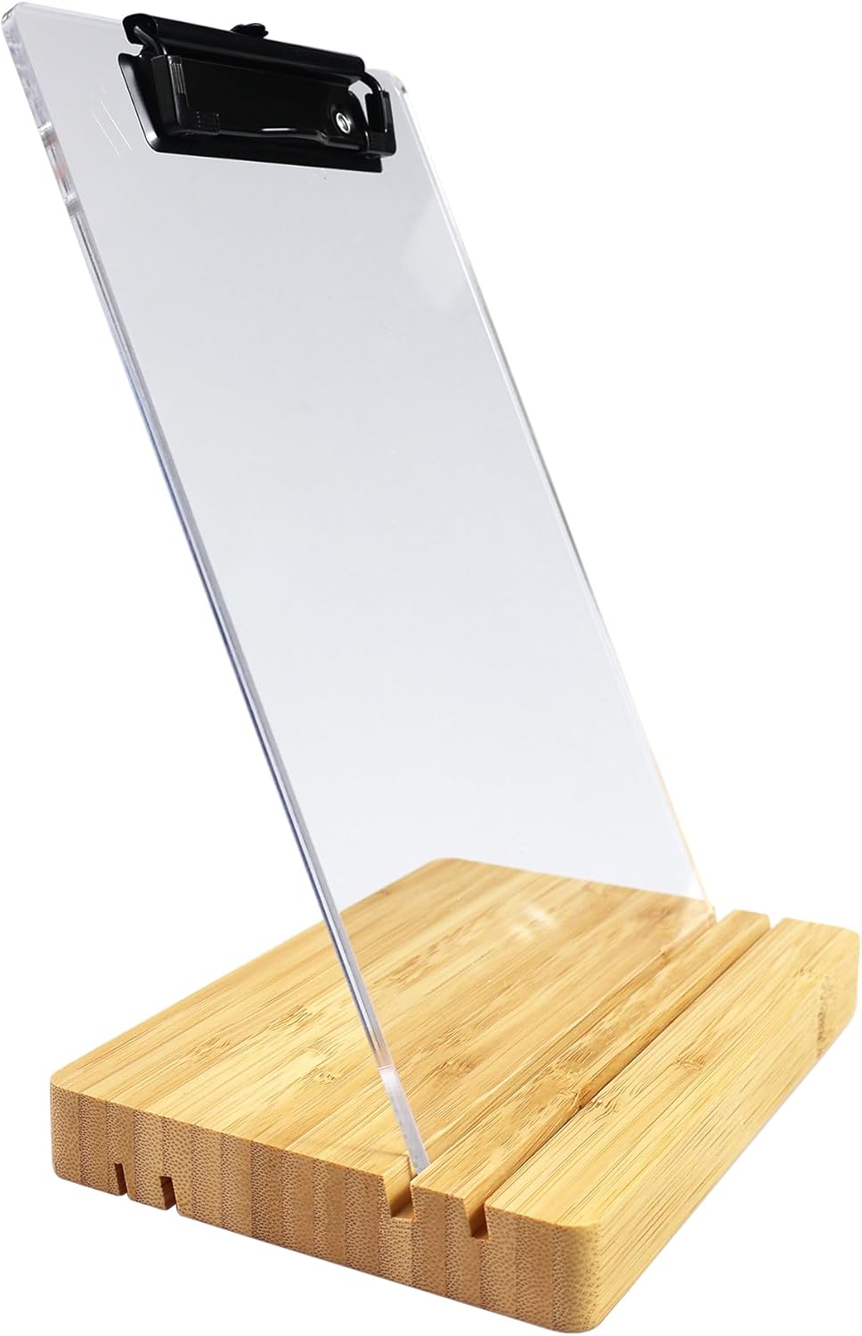 A5 Half Letter Clipboard with Stand,Clear Acrylic Freestanding Memo Size Clipboards,Document Typing Paper Stand,Menu Display Board,Receipt Holder (6"×9")