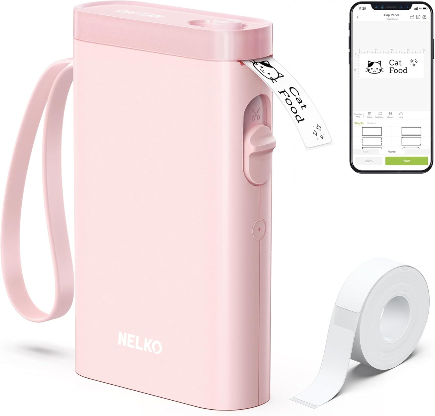 Nelko Label Maker Machine with Tape, P21 Bluetooth Label Printer, Wireless Mini Label Makers with Multiple Templates for School Office Home, White