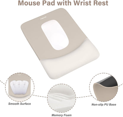 MOSISO Wrist Rest Support for Mouse Pad&Keyboard Set, Rectangular Ergonomic Mousepad Non-Slip Base Home/Office Pain Relief&Easy Typing Pad with Neoprene Cloth&Raised Silicone Lining, Green