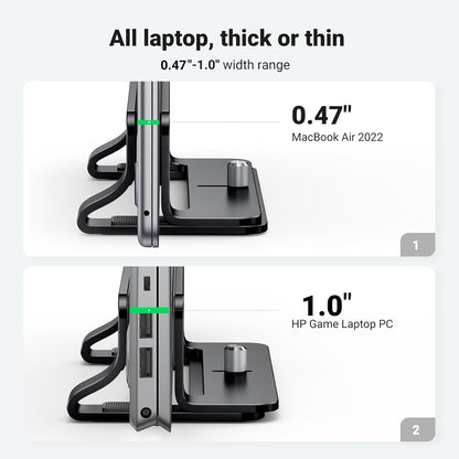 UGREEN Vertical Laptop Stand Holder for Desk Compatible with MacBook Pro, MacBook Air Stand Vertical Aluminum Adjustable for Up to 17.3 Inch Gaming Laptop, Gray