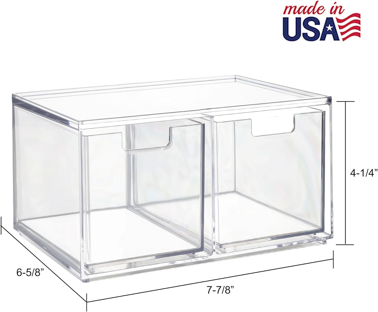 STORi Chloe Space-Saving Clear Drawer Organizer (4 Wide Drawers) Sort Office, Kitchen, Beauty Supplies, Makeup, Pens, Jewelry, Stationary, Made in USA