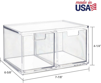 STORi Chloe Space-Saving Clear Drawer Organizer (4 Wide Drawers) Sort Office, Kitchen, Beauty Supplies, Makeup, Pens, Jewelry, Stationary, Made in USA