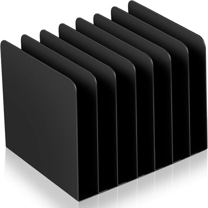 Suzile Metal Desktop File Organizer, 15 Compartments, Vertical File Sorter, Black, 5.79 W x 15.75 L x 5.41 H, Office, Reception Areas, Workspace