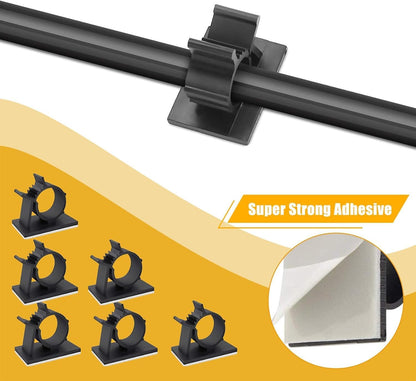 Viaky 30 Pcs Black Clips Self Adhesive Backed Nylon Wire Adjustable Cable Clips Adhesive Cable Management Drop Wire Holder